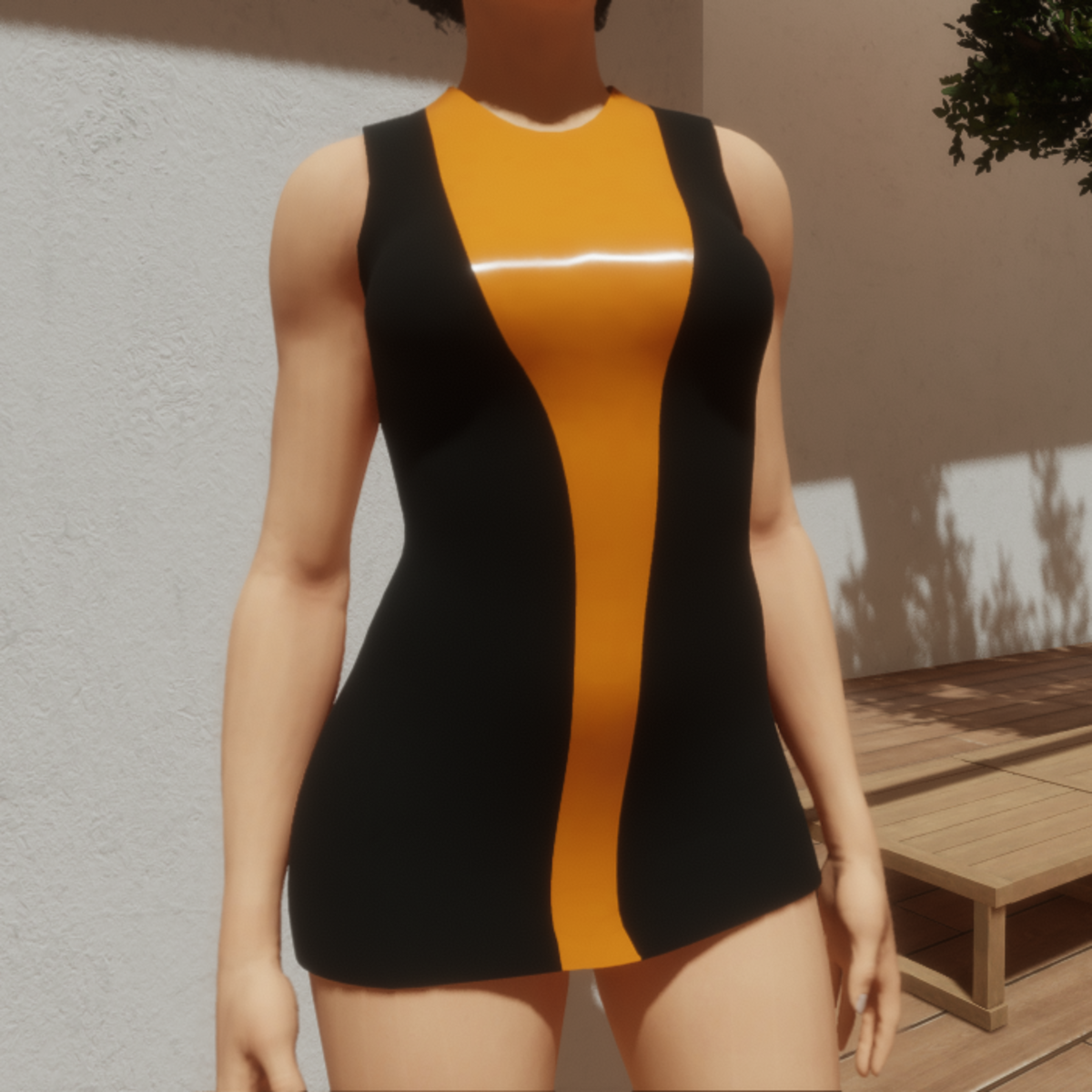 TKA-Black and neon orange mini dress