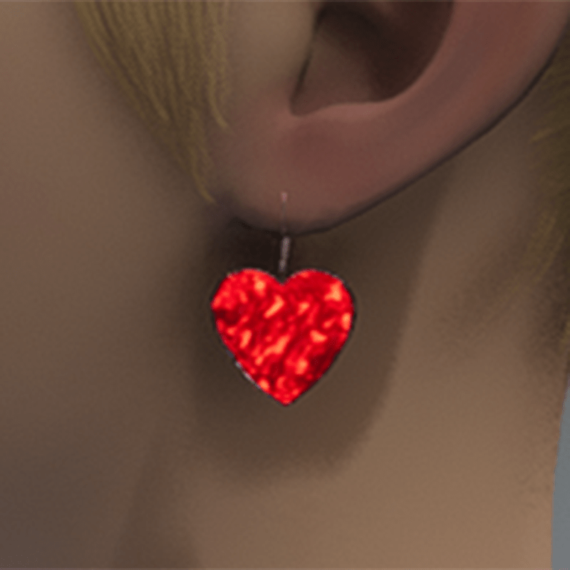 Emissive red heart earrings