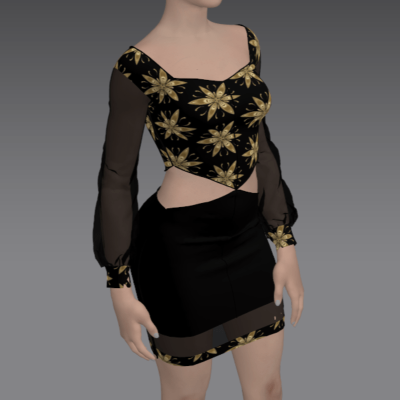 Flirty Dress with Golden Flower