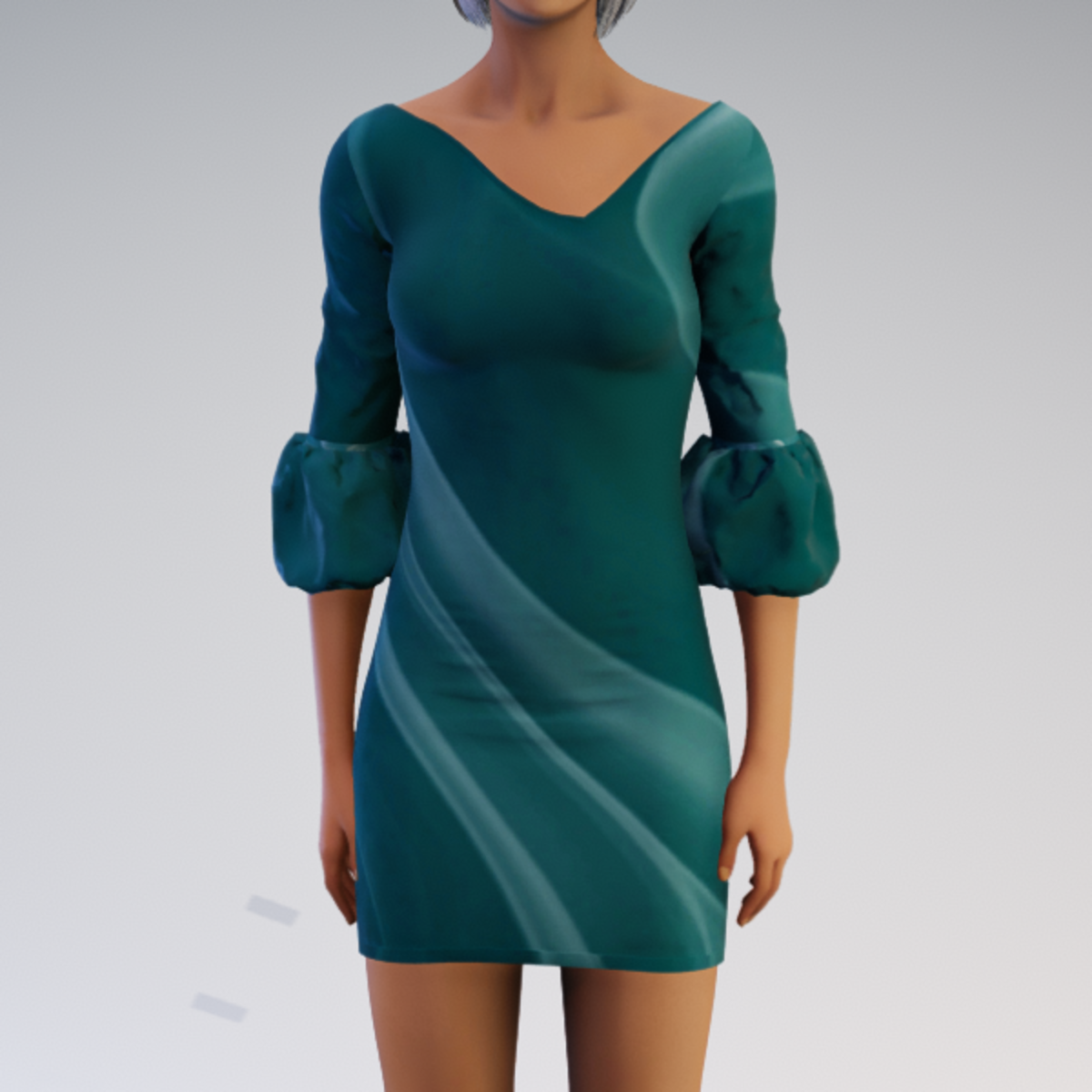 Bell-sleeve Dress - Seafoam Mod