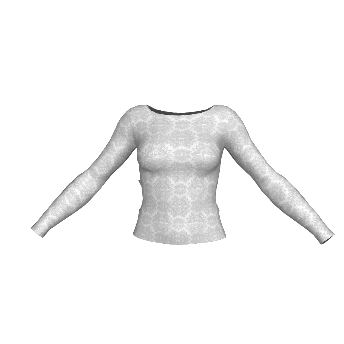 Long Sleeve White Print Shirt