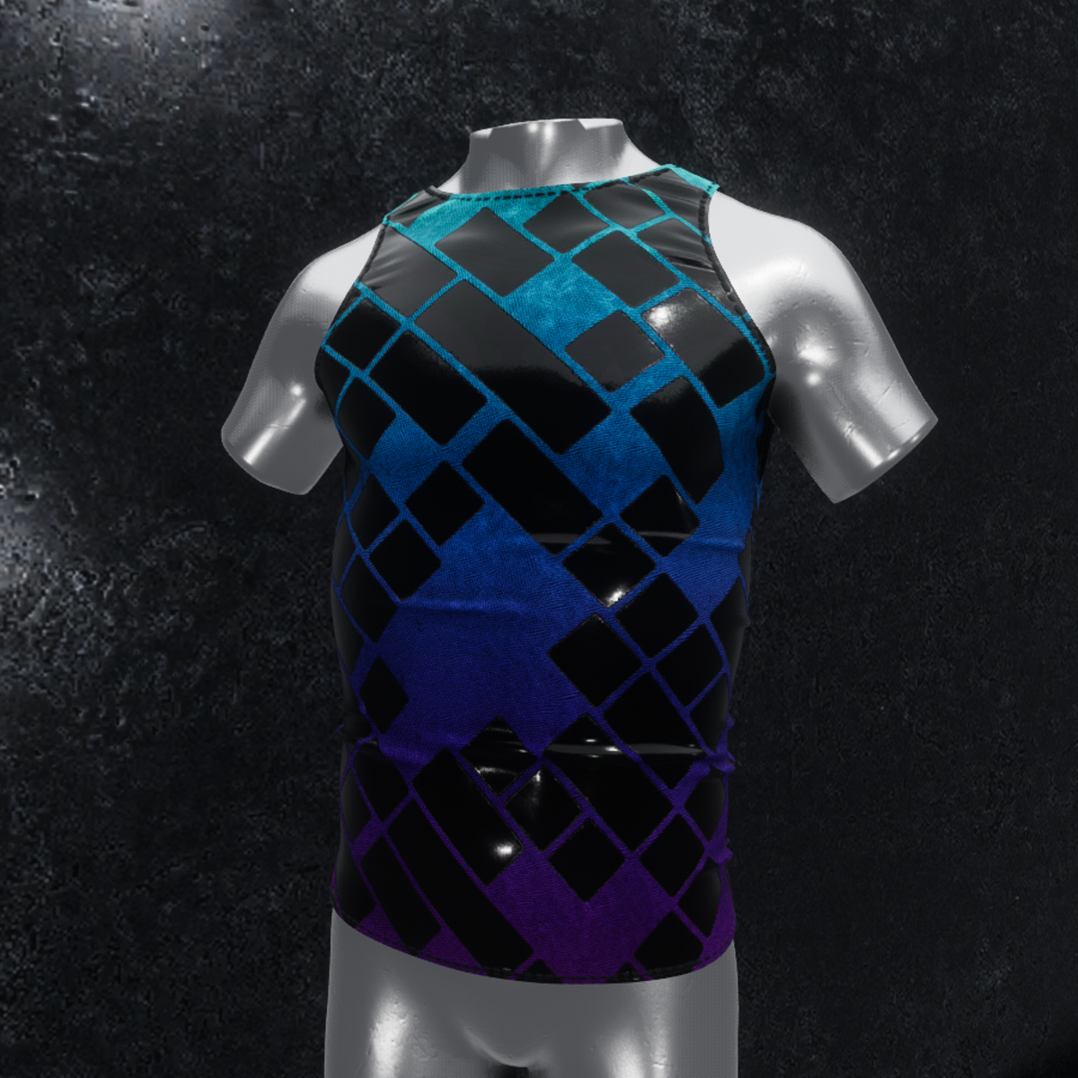 Sleeveless Shirt diagonal blue purple