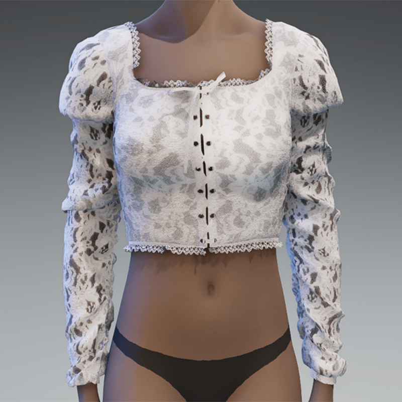 White lace up lace top