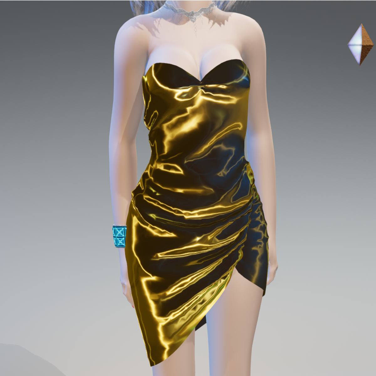 Gold Side-Drape Cocktail Dress - Female