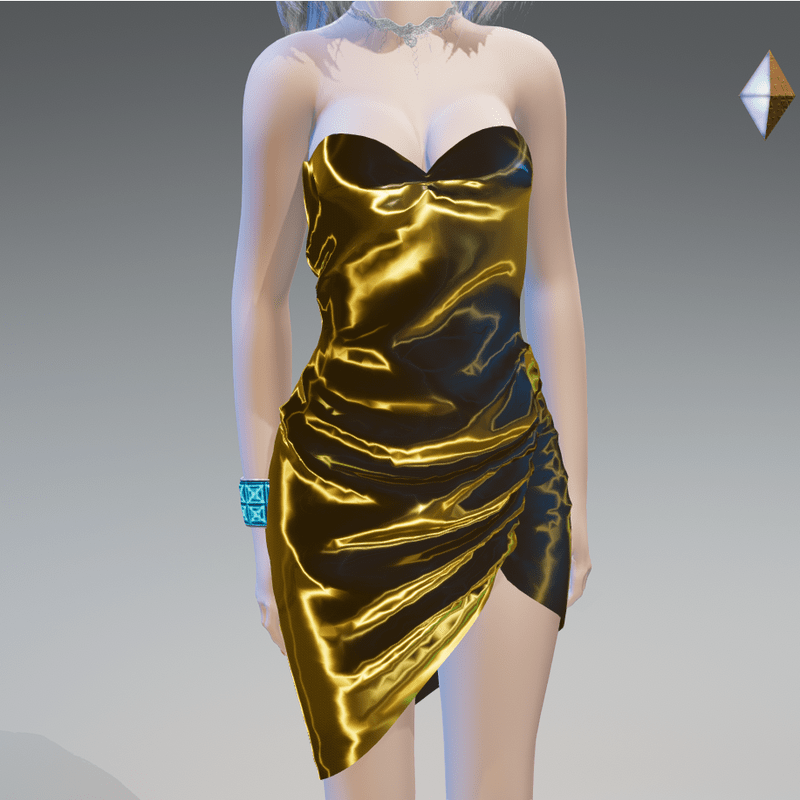 Gold Side-Drape Cocktail Dress - Female