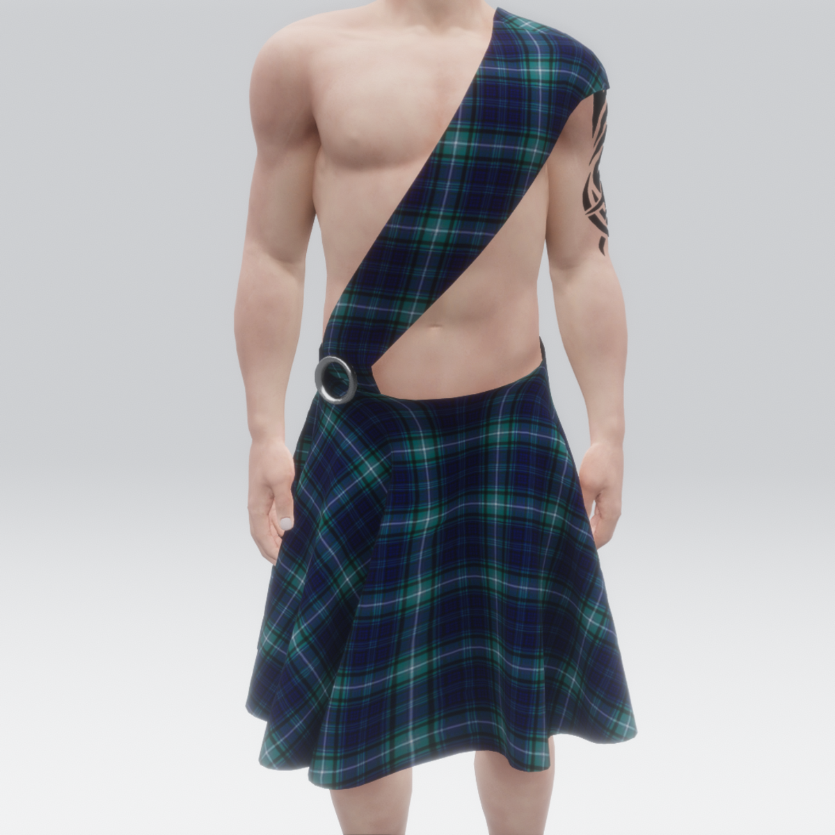 Blue & Green Tartan Kilt