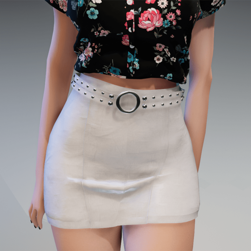 Leather Skirt in White