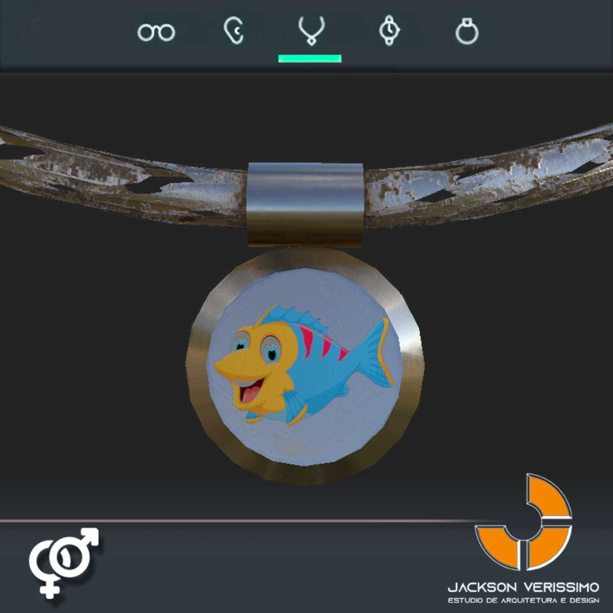 Metal Necklace- Silver Fish