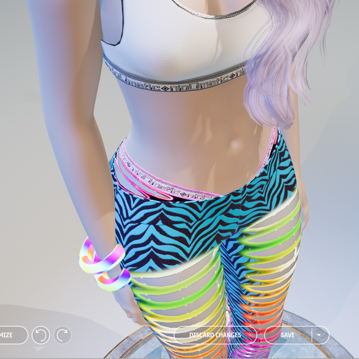 Blue Zebra Glowing Animated Ripped Leggings with Ripped Undies
