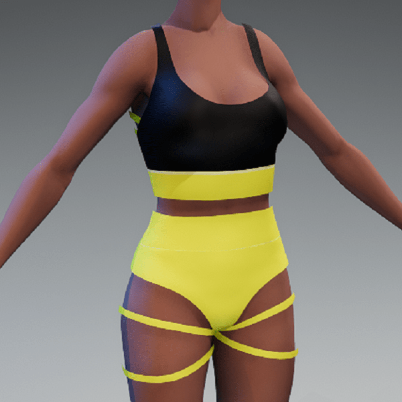 TnT_pole dance outfit yellow