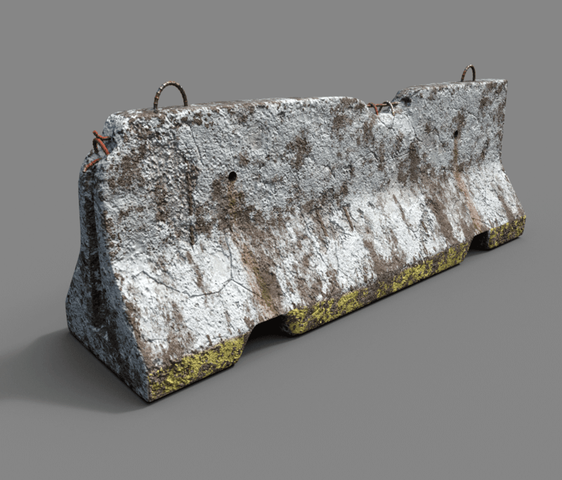 damaged concrete barrier