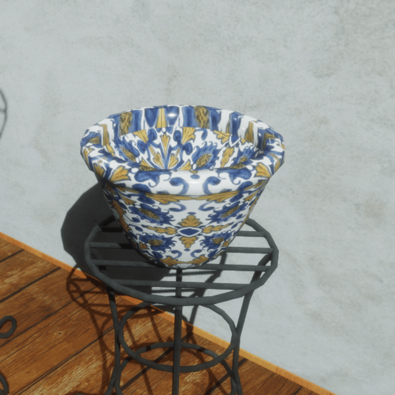 Pot Ceramic Yellow Pattern