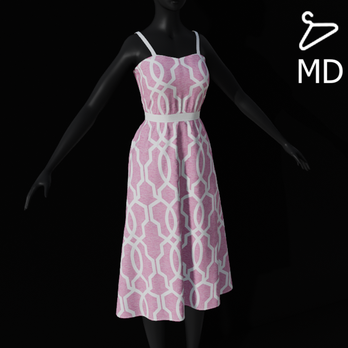 Pink Geometric - Summer Strap Dress