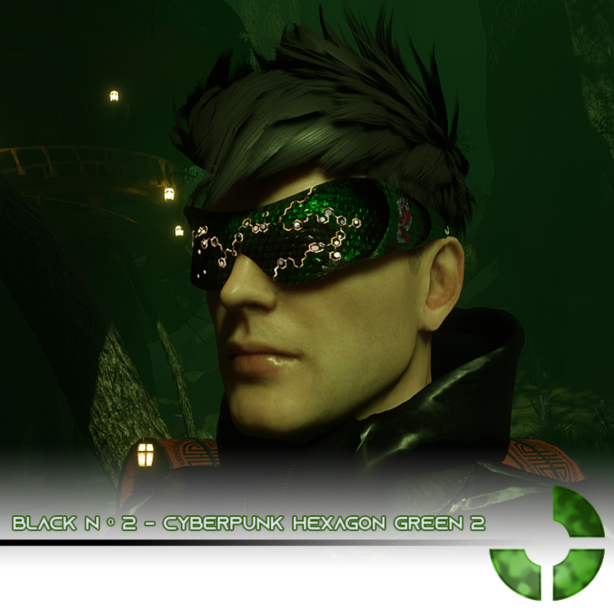 Black n º 2 - Cyberpunk hexagon green 2