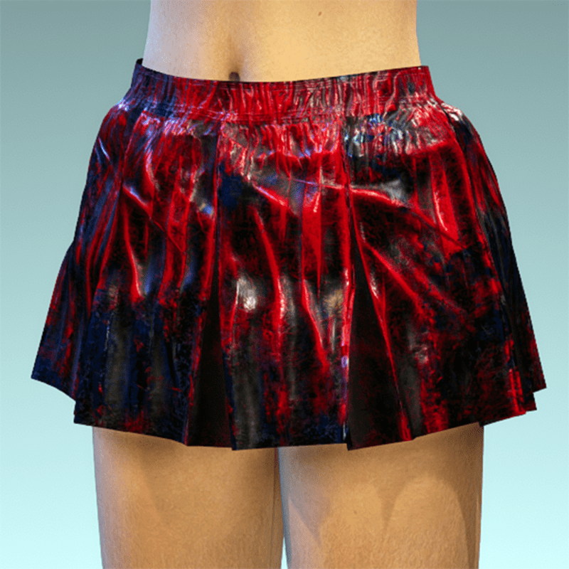 Folded Schort Skirt Black Red Latex