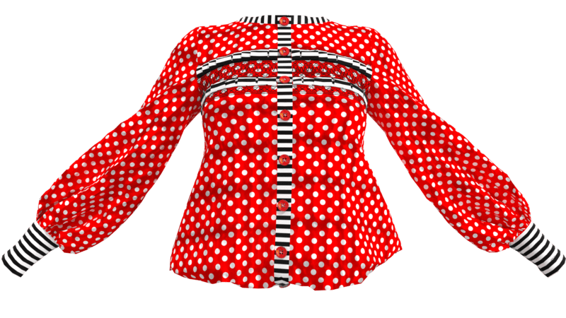 Red Polka Dots Shirt With Embroidery