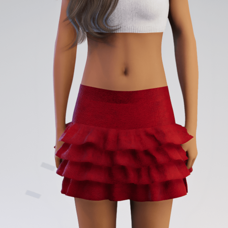 ruffled salsa skirt red