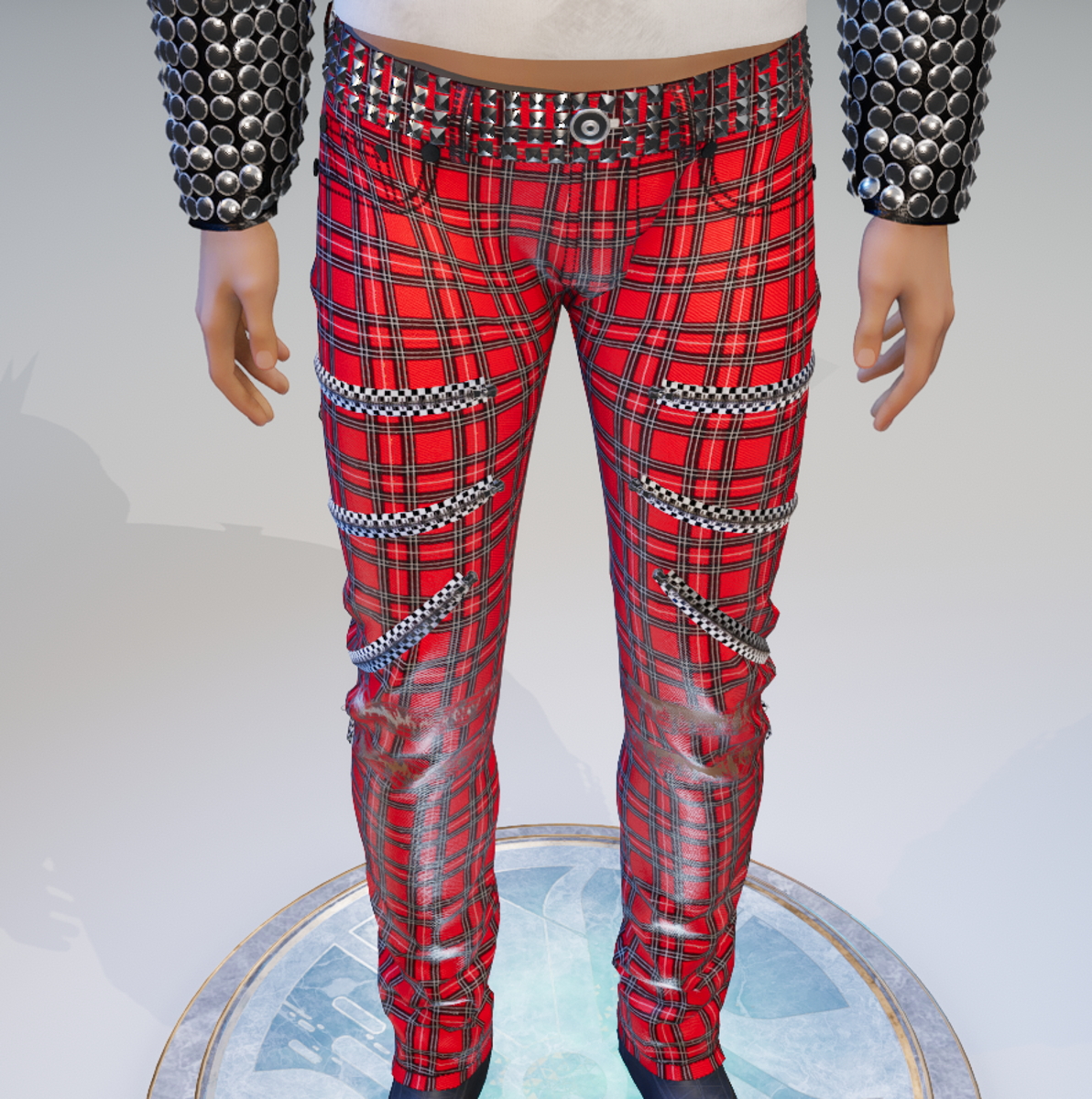Male - Punk Rock Chaos Red Plaid Jeans