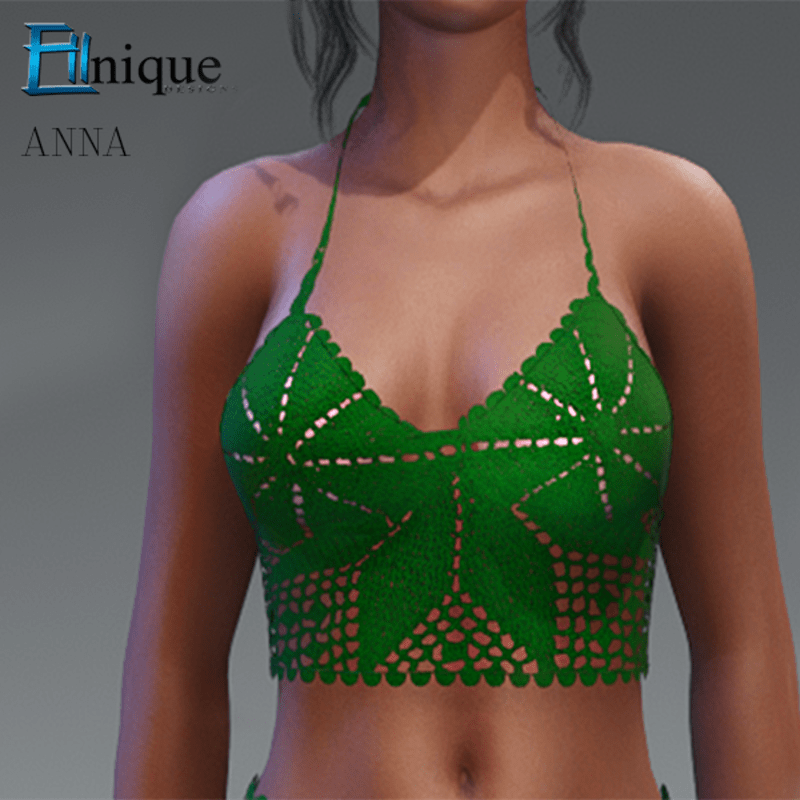 Anna Dk Green Crochet Knit Top