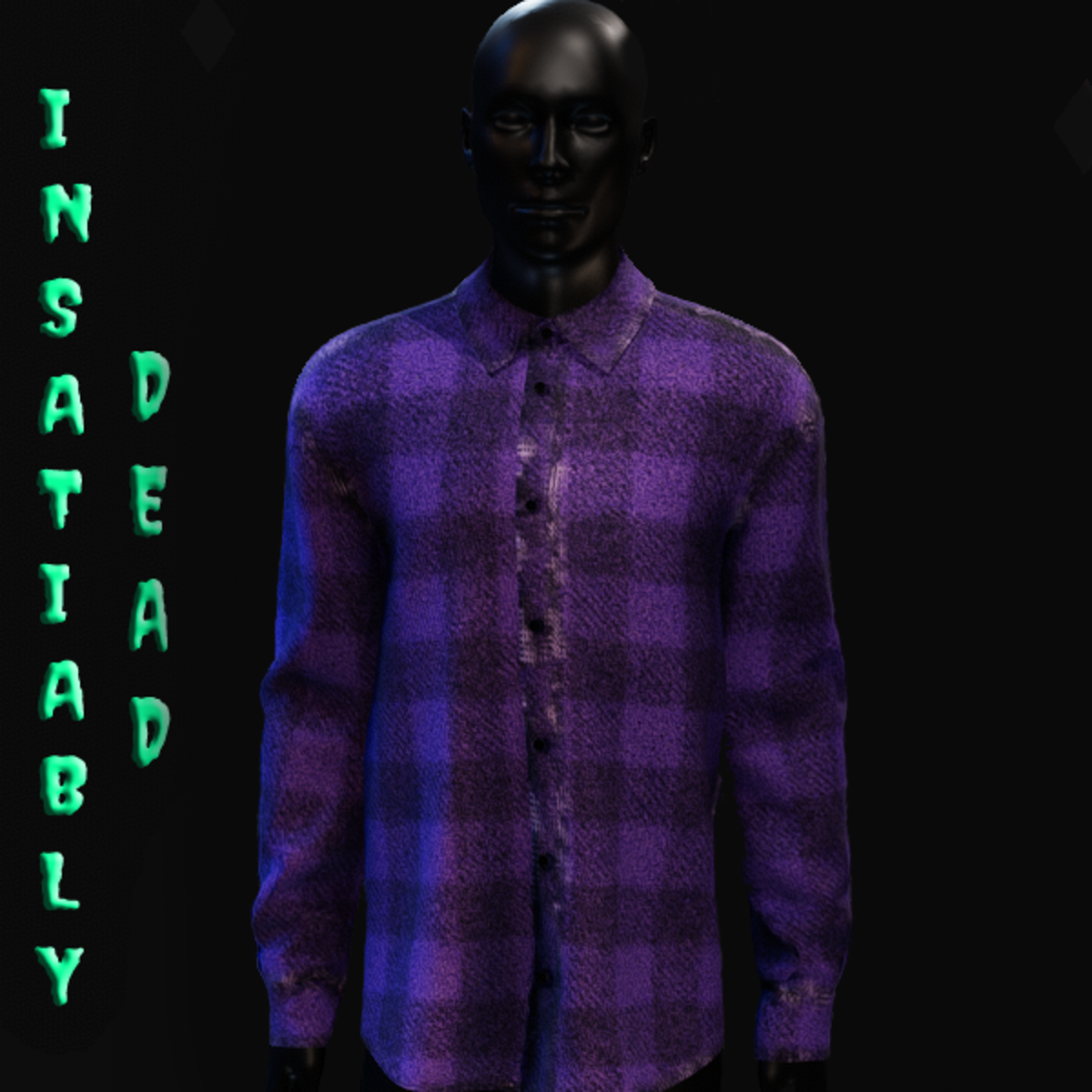 Grunge Plaid Long Buttoned Shirt Purple