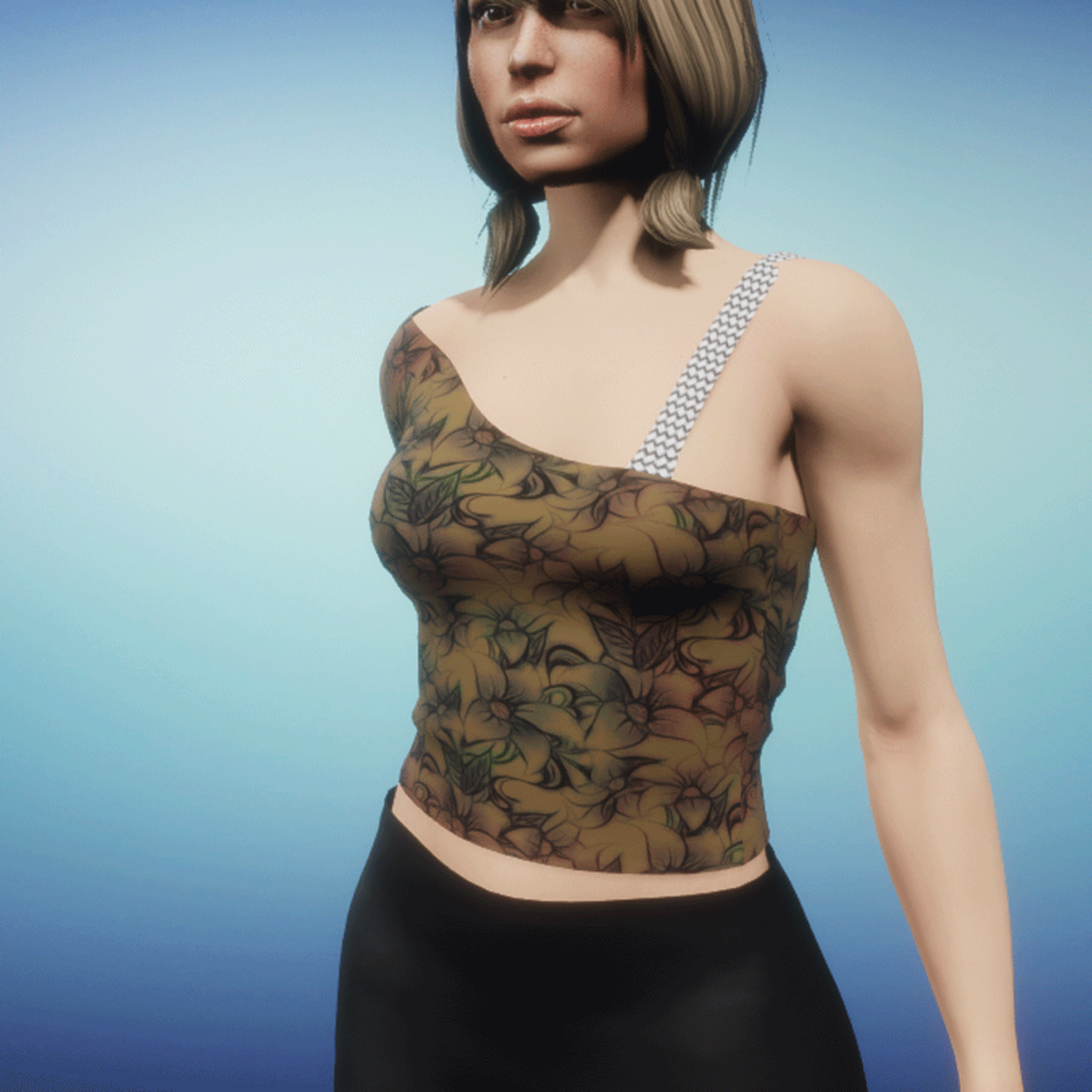 Top Lucky floral brown