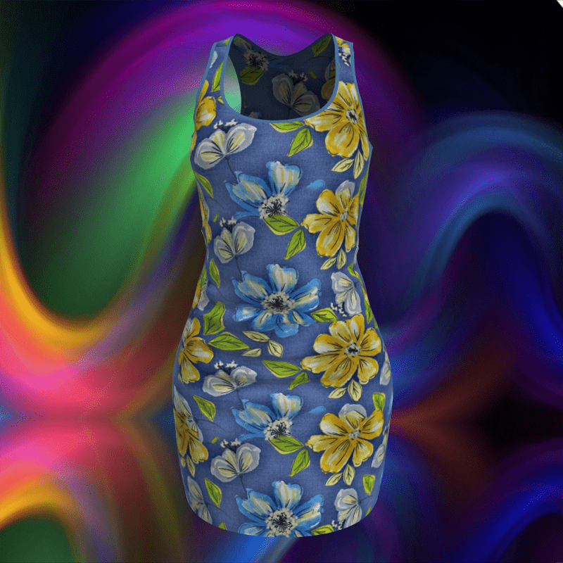 Bleu Flower Mini Sleeveles Dress