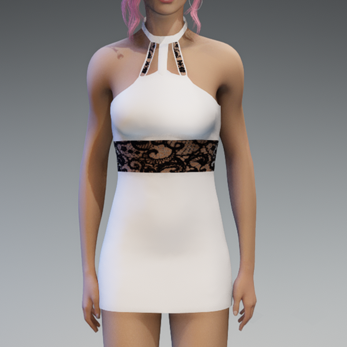 White and Black Lace Partydress