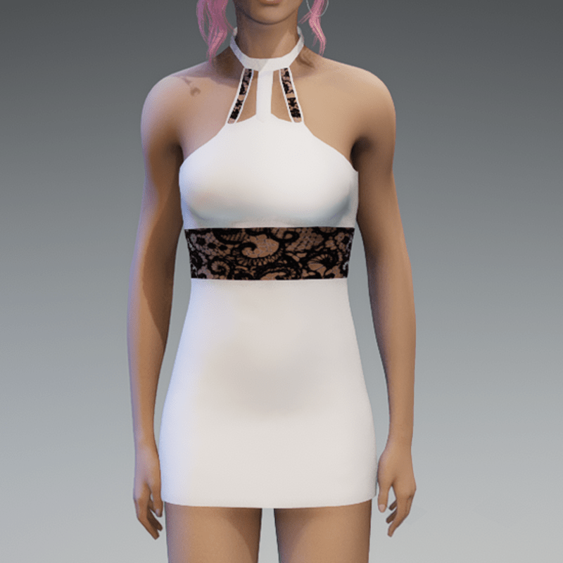 White and Black Lace Partydress