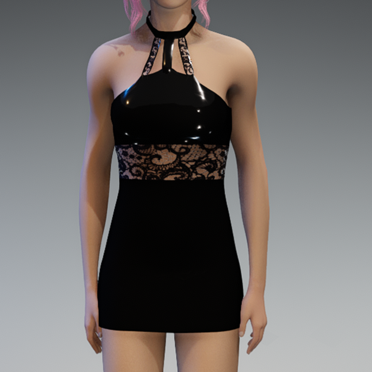 Black Lace Partydress Shiny