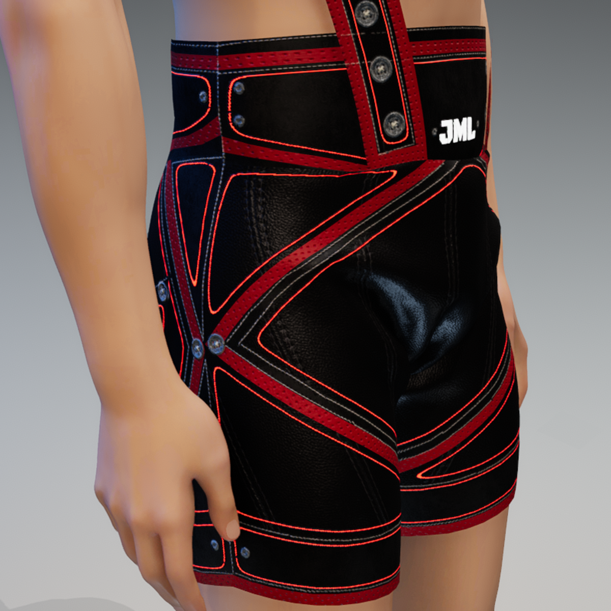 SHORTS_ BRETELLE T BLACK RED EMISSIVE