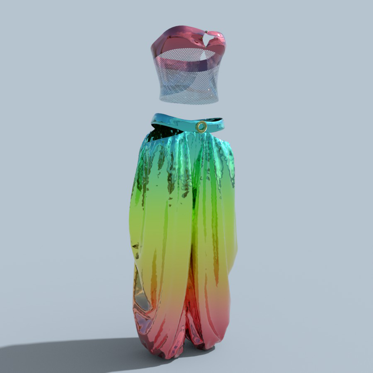 Outfit Orient metallic latex Rainbow1