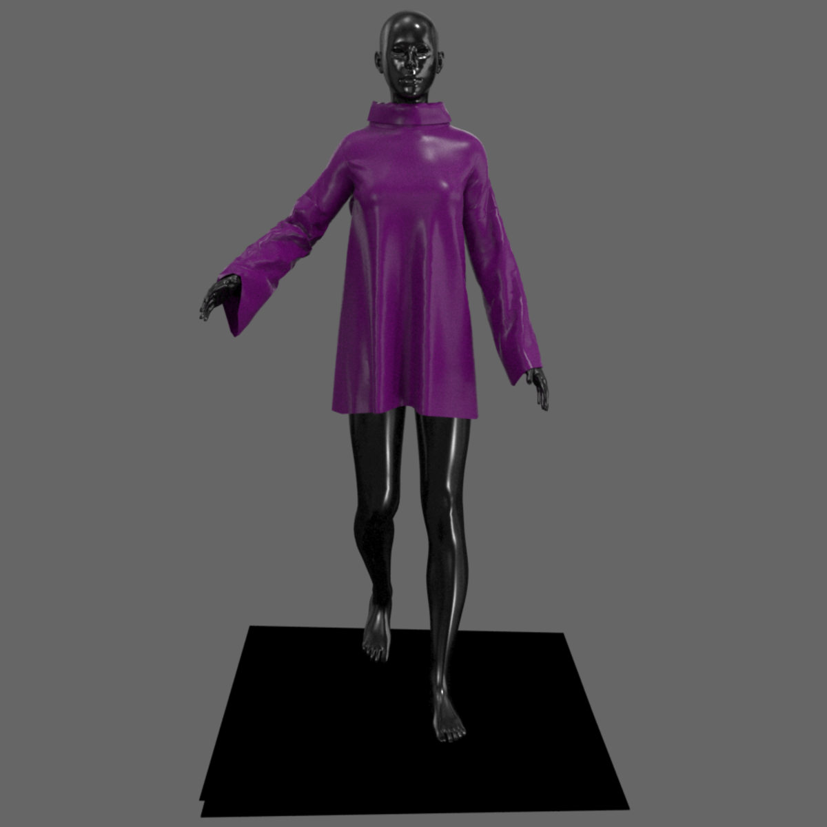 Turtle Neck Short Gown - Free