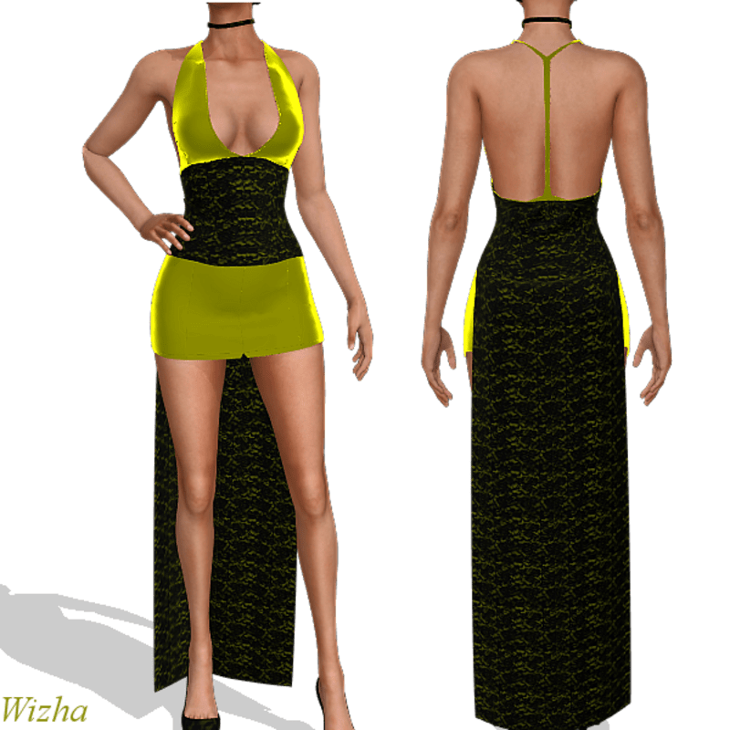 Yellow lace w collar