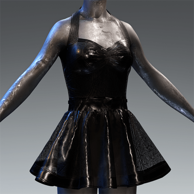 Latex Rubber Dress Short Black translucent