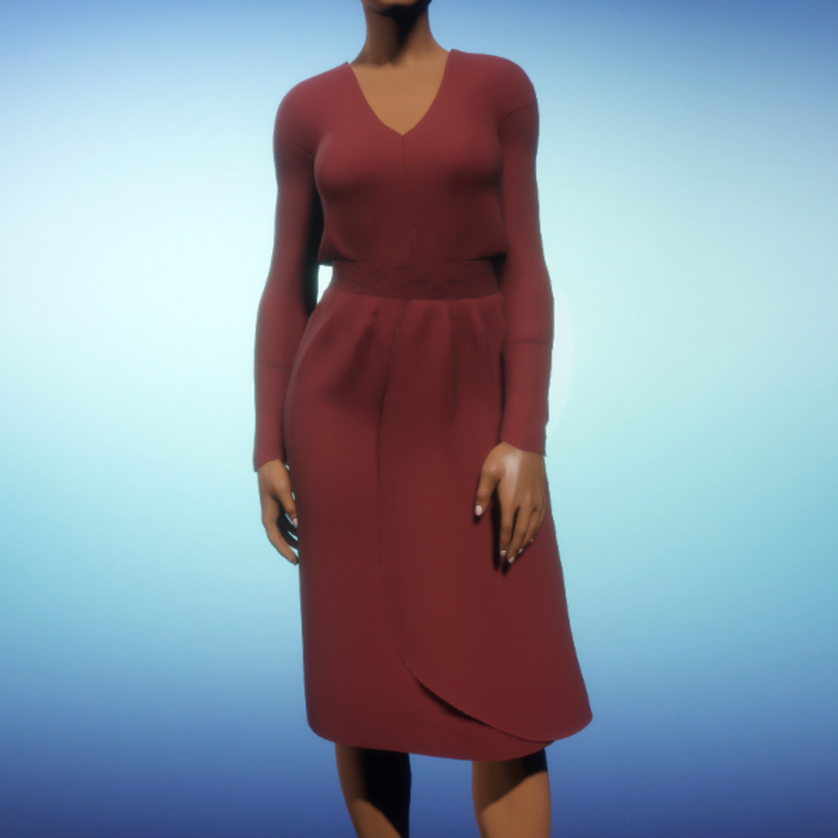 Wrap Knee-length Dress - Berry