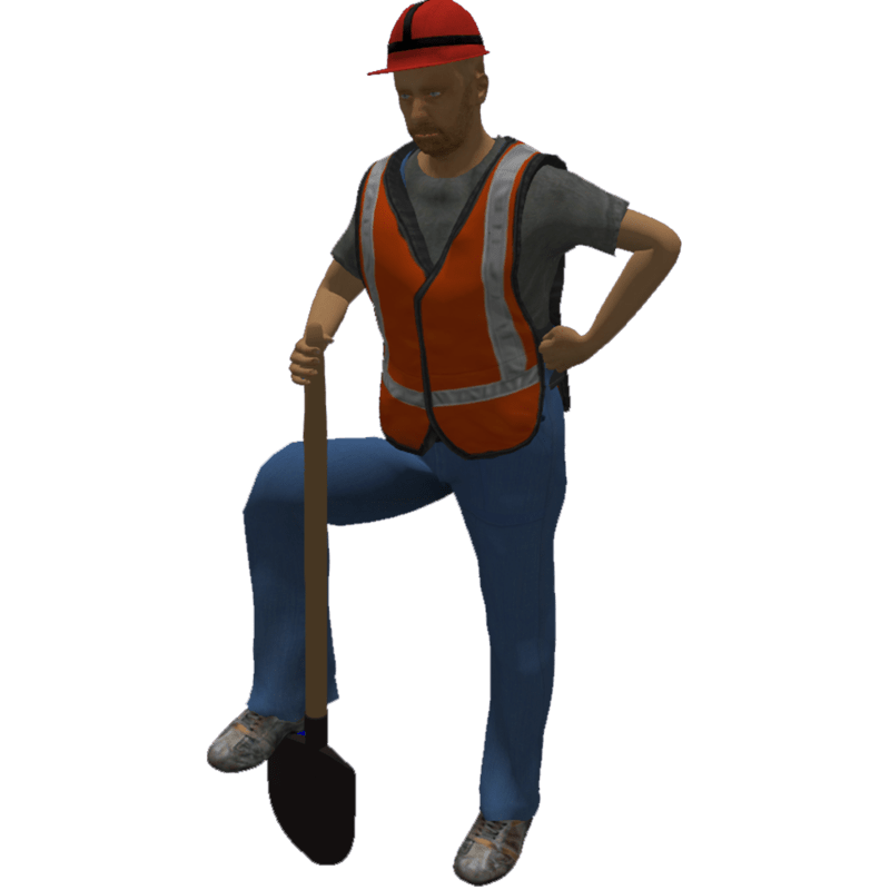 Egon Maler stuetzt sich auf Schaufel