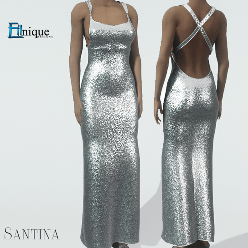 Santina Silver Glitter Gown