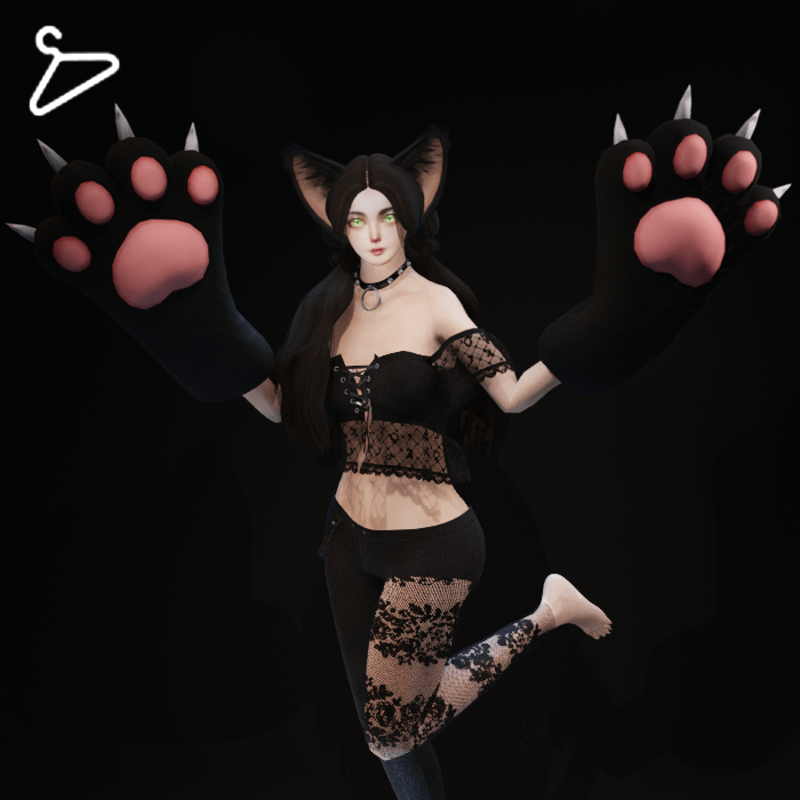 Cat Paw Gloves - Black