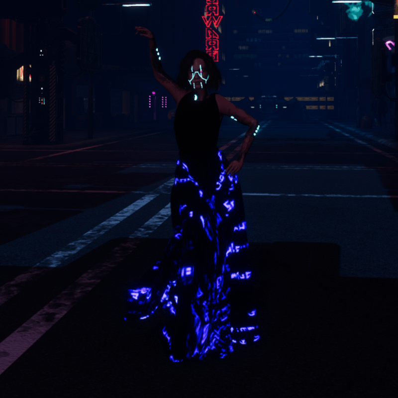 digi print skirt, animated