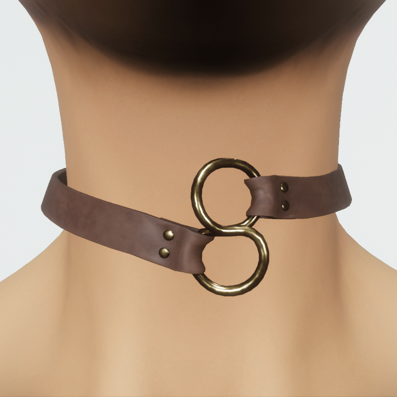 TKA Choker in brown leather and gold