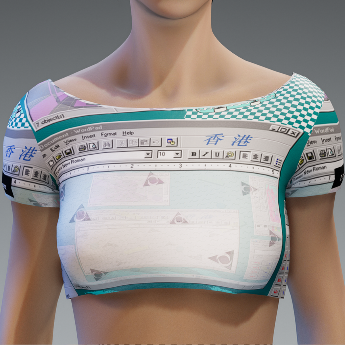 Women's Vaporwave Aesthetic Crop Tee