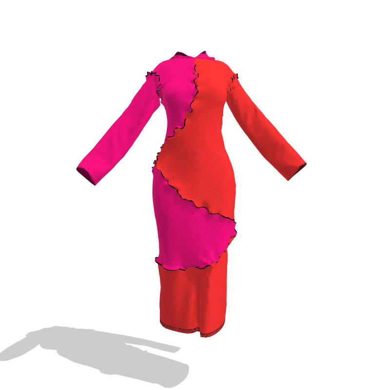 Long Frankin Hoody Dress Pink and Red