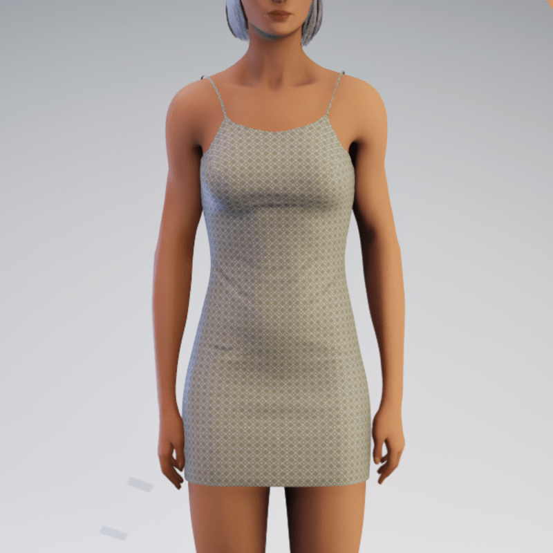 Spaghetti Minidress - Cream Geo