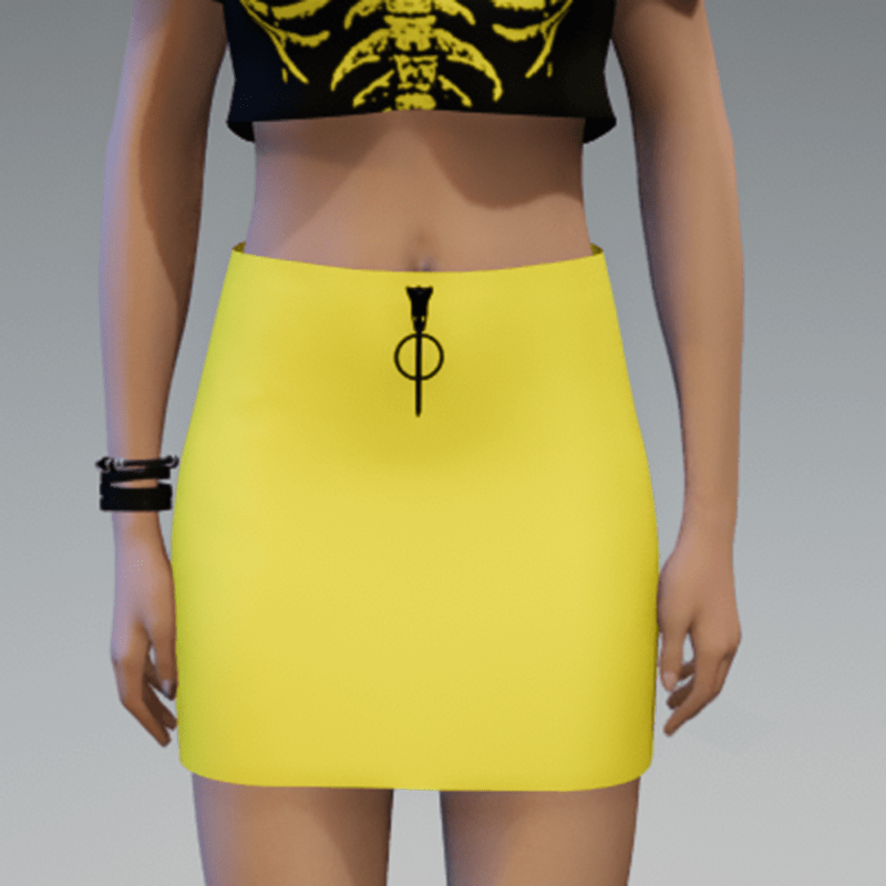 Yellow Skirt with Black Zipper