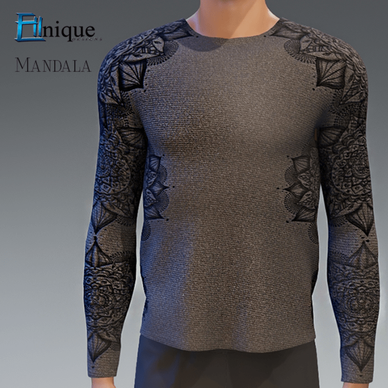 Mens Mandala Tatto Grey Sweater