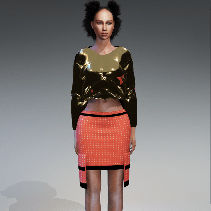 Skirt and Puffer Jacket Set