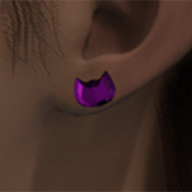 Cat head gem stud earrings