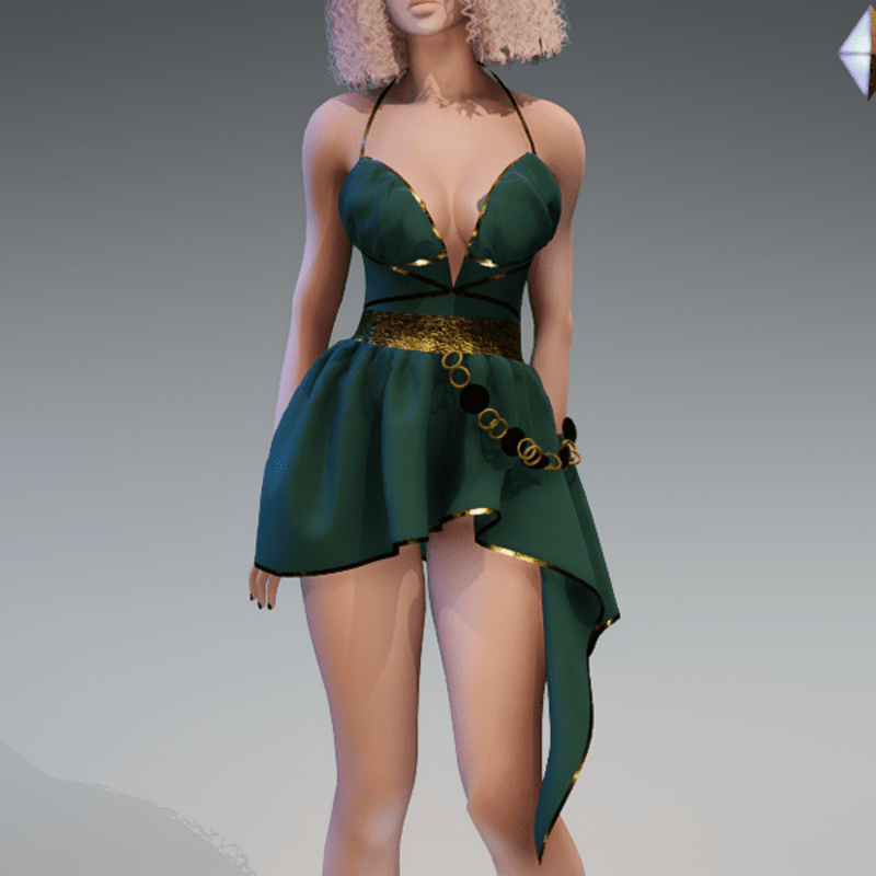 Rome Dress in Green and Gold