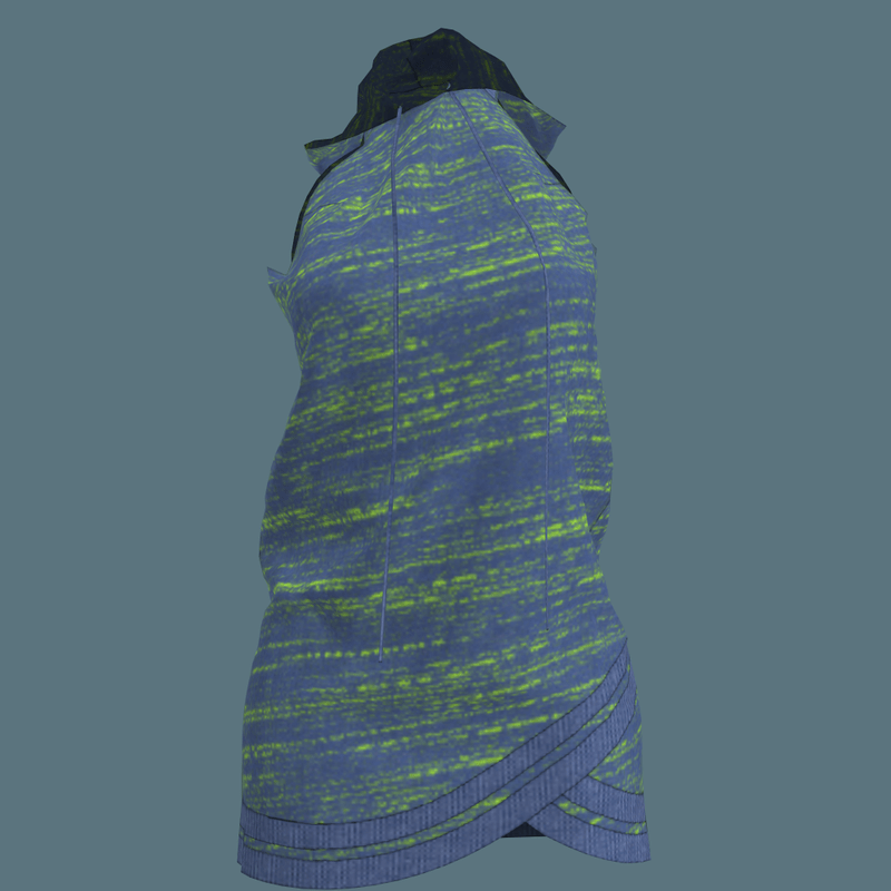 Hooded Detail Dress w Blue Trim