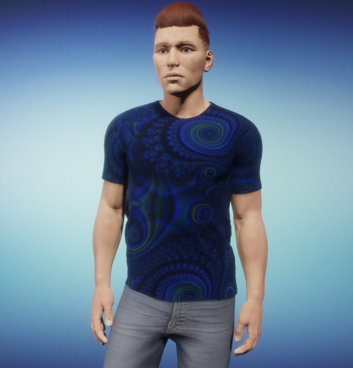 Men's Groovy T Shirt - Fractal Blue
